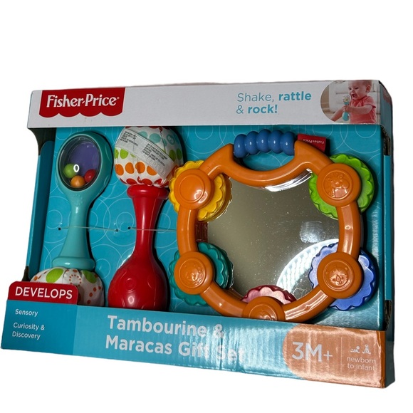 Fisher-Price Tambourine & Maracas Instrument Rattle Gift Set Toddler Infant - Picture 2 of 3